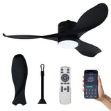 Garvee 42" Outdoor Ceiling Fans with Lights, IP44 Waterproof Hanging Gazebo Fan with 3CCT 6-Speed Reversible DC Motor, Timer, Plug in Ceiling Fan with Remote APP Control for Patios Porch Pergola