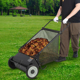 Garvee 21" Push Lawn Sweeper, Heavy Duty Manual Leaf Collector with 4 Adjustable Brushes, 3.5 Cu.Ft. Bag, Steel Frame & 10" Wheels for Yard Cleanup
