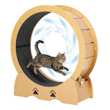 Garvee Large Wooden Cat Exercise Wheel Treadmill, 39" Indoor Running Wheel with Detachable Carpeted Track – Ideal for Cat Fitness, Training, Weight Loss - Natural Wood