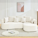 Garvee 106" Curved Sectional Sofa with Throw Pillows, 4 Seater Luxury Chenille Cloud Modular Couch with Deep Seat, Boneless Compression Sofa for Modern Living Room, Office and Apartment, Beige - Beige