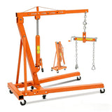 Garvee 2 Ton Hydraulic Engine Hoist with Lever Stabilizer, 4-Position Adjustable Boom, 360° Swivel Casters, High-Strength Steel, Foldable Design for Auto Repair Workshop - Orange