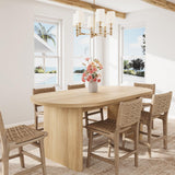Garvee Oval Dining Table for 6-8 People, Long Large Kitchen Table with Thick Sturdy Wooden Base, Farmhouse Dining Room Table for for Kitchen, Living Room, Office (63" Long,Natural)