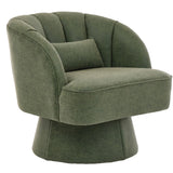 Garvee Modern Swivel Barrel Accent Chair – 360° Round Lounge Armchair with Soft Striped Backrest, Comfy Upholstered Seat – For Living Room, Bedroom, Small Spaces – PU | Green - Green