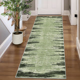 Garvee Modern Abstract Runner Rug – Machine Washable, Non-Slip, Low Pile, Mark Resistant, Soft Touch, No Shedding Carpet for Hallway, Kitchen, Entryway, Bedroom, Bathroom – Green Tone, 2x6ft - Green