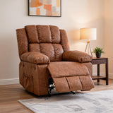 Garvee Oversized Manual Recliner Chair – Ergonomic Design, Overstuffed Breathable PU Leather, Extra Wide Comfy Lounge Sofa, Side Pockets – Perfect for Living Room, Bedroom, Home Theater – PU | Brown - Pu&Brown
