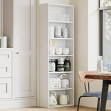 Garvee 6-Tier Tall Wooden Bookcase with Open Shelves - Industrial Heavy-Duty Storage Shelf - Modern Farmhouse Bookshelf Organizer for Office, Living Room, Bedroom, Library - Classic White - White