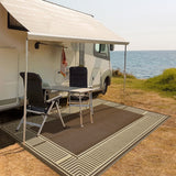 Garvee Outdoor 8x10 Area Rug Camping Mat Brown Coffee Plastic Straw Waterproof UV-Resistant Foldable Picnic Backyard Patio - Peony Brown