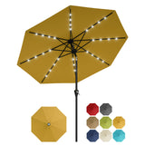 Garvee 9FT Solar LED Patio Umbrella, Waterproof Outdoor Market Table Umbrella with 8 Ribs, Crank Lift, Push Button Tilt, UV Protection for Garden, Pool & Deck, Yellow - Yellow