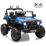 Garvee 12V Kids Electric Ride-On Car – Parent Remote Control, 3-Point Harness, Locking Doors, Spring Suspension, wireless Music, LED Lights, 3 Speeds up to 4.1MPH, Battery Powered Toy Vehicle for Toddlers Boys Girls – Blue - Blue