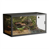 Garvee 120 Gallon Reptile Terrarium 48"x24"x24", Large Bearded Dragon Tank with Sliding Glass Doors, Heavy-Duty Screen Top Ventilation, Anti-Escape Enclosure for Lizards & Snakes, Black - Black