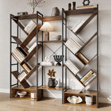Garvee Triple 6 Tier Bookshelf, Large Bookcase Industrial Bookshelf with 24 Open Display Shelves, Industrial Tree Bookshelf, Wooden Tall Standing Bookshelf for Living Room Home, Office, Brown - Brown