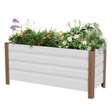 Garvee 3.3' × 1.3' × 1.5' Aluminum Raised Garden Bed, Deep Planter Box with Drainage Holes, Beige - Beige