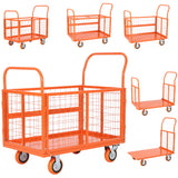 Garvee 1800 Lbs Platform Truck Cart with Cage, Heavy Duty 6-in-1 Foldable Flatbed Cart Hand Truck Dolly, Multi-Functional Push Cart with 360°Wheels, Cage Trolley for Warehouse, Grocery & Moving,Orange