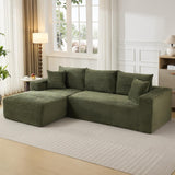 Garvee 108" L-Shaped Modular Sectional Sofa, Modern Deep Seat Corduroy Couch with Left Chaise, No Assembly, Oversized Upholstered Boneless Couches for Living Room Bedroom, Apartment(Green, Left) - Green |  L-Shaped Left