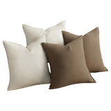 Garvee 4-Pack Linen Classic Throw Pillow Covers 18x18 Inch, Natural Farmhouse Boho Decorative Cushion Cases for Couch Sofa Living Room Bedroom, 2 Khaki / 2 Coffee - 2 Khaki / 2 Coffee