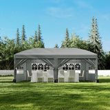 Garvee Gray 10' x 20' Pop Up Canopy Tent, Heavy Duty Waterproof Event Shelter with 6 Sidewalls, UPF 50+ Oxford Fabric, Adjustable Height & Wheeled Bag