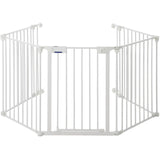 Garvee Adjustable Metal Pet Safety Gate, 5-Panel 29" High Collapsible Playpen with Lockable Door, Portable Indoor/Outdoor Barrier for Stairs, Doorways, RV, Camping, Yard, Garden, White - White
