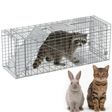 Garvee Heavy Duty Live Animal Trap Cage – Collapsible Steel, Sensitive Trigger – Humane for Raccoons, Feral Cats, Skunks, Rabbits & Small Foxes – Easy Carry Handle – 32x10x12 in / 81.3x25.4x30.5 cm - Silver