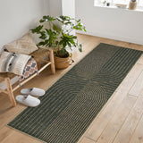 Garvee 2' x 6' Black Faux Jute Runner Rug, Washable Non-Slip Modern Rainbow Rug for Kitchen, Entryway, Hallway & Indoor Outdoor Use - Black