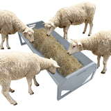 Garvee Livestock Feeder, 45.13" Hay Feeder for 10 Sheep Once, Heavy Duty 22 Gallon Capacity Livestock Feeding Trough for Horse, Goat, Sheep, Cattle, Cow, Alpaca, Silver - Silver