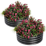 Garvee 2-Pack Round Metal Raised Garden Bed, 2x1FT Galvanized Planter Boxes, Rust-Resistant, Open Bottom, Safe Edge, Easy Assembly for Vegetables, Flowers & Herbs – Black - Black