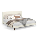 Garvee King Bed Frame with Headboard, Corduroy Upholstered Platform Bed with Wooden Slats Support - No Box Spring Needed & Noise Free, Easy Assembly, for Bedroom Apartment, Beige - Beige