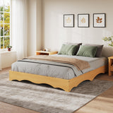 Garvee Twin XL Wood Platform Bed Frame with Wave Edge Design. Sturdy Slat Support.  Wood Material. Noise-Free. Easy Assembly. No Headboard. Modern Bedroom - Pine