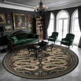 Garvee 4ft Round Snake Gothic Area Rug, Washable Non-Slip Low Pile Carpet, Dark Gray Animal Art Rug for Living Room Bedroom Dining Room - Dark Gray