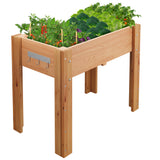 Garvee Ergonomic Elevated Wooden Raised Garden Bed with Legs & Hooks, 34" x 18" x 30" Planter Box with Non-Woven Liner, Easy Assembly for Vegetables, Herbs & Flowers, Oak - Oak
