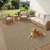 Garvee Washable Striped Jute Area Rug for Living Room - Non-Slip, Indoor Outdoor Carpet, Modern Farmhouse Neutral - Linen Beige, 5x7ft - Jute