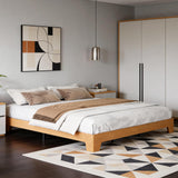 Garvee King Size Platform Bed Frame Boho Wood Noise-Free Slats Sturdy Engineered Wood Easy Assembly Nature Bedroom - Deep Walnut