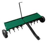 Garvee 48" Tow-Behind Lawn Plug Aerator for Tractor, Heavy-Duty Steel Core Tines, Universal 1.2" Hitch, Reinforced Weight Tray, Pneumatic Wheels - Green