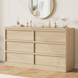 Garvee 6 Drawer Dresser Natural Oak with Large Storage & Smooth Glide Drawers, Sturdy Wood Construction, Anti-Tip, Versatile for Bedroom, Living Room, Nursery - Natural Oak