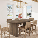 Garvee Oval Dining Table for 6-8 People, Long Large Kitchen Table with Thick Sturdy Wooden Base, Farmhouse Dining Room Table for for Kitchen, Living Room, Office (63" Long,Brown) - Brown