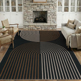 Garvee Modern Easy Jute Area Rug – Non-Slip, Washable, Mark Resistant Carpet – Black/Brown– Collapsible, Durable – Living Room, Bedroom, Entryway, Patio, Indoor Outdoor, 4x6ft - Black/Brown