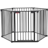 Garvee Adjustable Metal Pet Safety Gate, 6-Panel 29" High Collapsible Playpen with Lockable Door, Portable Indoor/Outdoor Barrier for Stairs, Doorways, RV, Camping, Yard, Garden, Black - Black