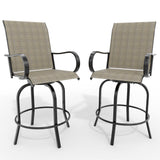 Garvee Set of 2 All-Weather 360° Swivel Patio Bar Stools, Breathable Textilene Outdoor High Chairs for Garden and Deck, Light Gray - Light Gray