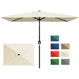 Garvee 10' x 6.5' Rectangular Patio Umbrella – 6 Sturdy Ribs Outdoor Market Parasol with Crank Lift & Push Button Tilt, Sun Shade for Garden, Deck, Pool, Lawn – Beige - Beige