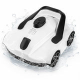 Garvee Cordless Robotic Pool Cleaner, 130-Min Runtime, Self-Parking Pool Vacuum with Powerful Filtration for Above-Ground Pools up to 860 sq ft, White - White