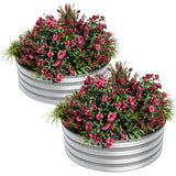 Garvee 2-Pack Round Metal Raised Garden Bed, 2x1FT Galvanized Planter Boxes, Rust-Resistant, Open Bottom, Safe Edge, Easy Assembly for Vegetables, Flowers & Herbs – Black - Silver