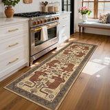 Garvee Boho Tiger Print Runner Rug – Washable Ultra Thin Non-Slip Carpet, Vintage Tribal Soft Floor Mat for Hallway, Entryway, Kitchen, Bedroom – Rubber Backed – Rice 2.5x8ft - Camel