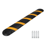 Garvee Heavy Duty Rubber Speed Bump 72" with Reflective Stripes & End Caps, 25000 LBS Capacity for Driveway, Garage & Road Safety