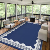 Garvee Outdoor Rug 10x20 Waterproof Reversible Plastic Straw Quick-Dry Stain-Resistant Lightweight Foldable for Patio Camping Picnic - Navy Blue