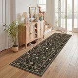 Garvee 2' x 6' Chocolate Brown Vintage Floral Runner Rug, Washable Non-Slip Low-Pile Hallway Rug with Rustic Border for Kitchen & Entryway - Chocolate Brown