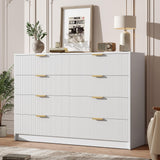 Garvee 8-Drawer Dresser Modern Fluted Design, Spacious Storage, Scratch-Resistant MDF, Metal Handles, Anti-Tip, White, Bedroom & Living Room - White