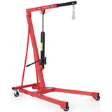 Garvee Portable Hydraulic Engine Hoist, 1.5 Ton (3000 LBS) Capacity Shop Crane with Telescopic Boom & 4 Swivel Casters, Cherry Picker Lift for Home Garage, Auto Repair, and Warehouse Use, Heavy-Duty, Red - Red