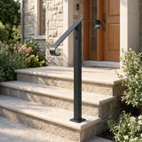 Garvee 39" High Single Post Wrought Iron Handrail [1-Pack] - 400lbs Load Capacity Safety Grab Bar for 1-2 Steps Concrete or Wood Stairs, Matte Black