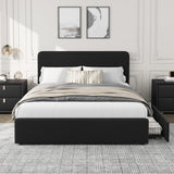 Garvee Full Size Platform Bed Frame with Storage Drawers, PU Leather Upholstered, 900 lbs Capacity, Noise-Free Stability, Easy Assembly, Modern Bedroom Black - Corduroy Black