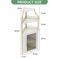 Garvee Corner Wine Bar Rack Cabinet with Detachable Wine Rack, Bar Cabinet with Glass Holder and Mesh Door, Liquor Coffe Bar Cabinet with Adjustable Shelves, ‎Gold