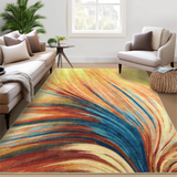Garvee Abstract Yellow 9x12 Large Area Rug Washable Floor Carpet for Living Room, Low Pile Modern Stain Resistant Rug, Non-Slip Abstract Rug, Soft Foldable Rug for Bedroom, Nursery Room - Yellow